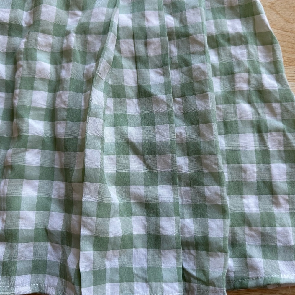 Princess Polly Gingham Pleated Checkered Mini Skirt in Sage Green/White - Size 2 - Picture 12 of 15